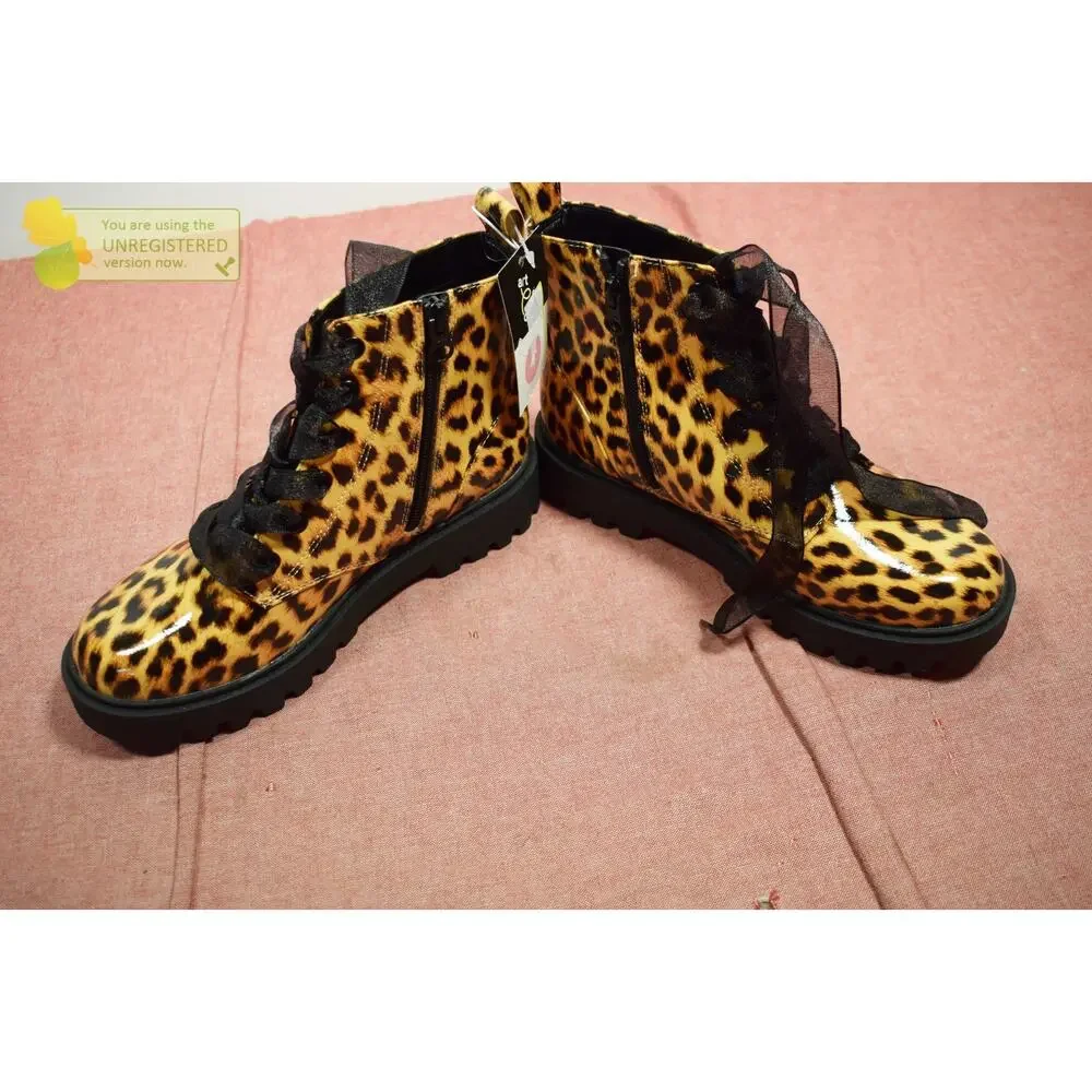 art class Kids' Kayden Lug Sole Lace-Up Zippered Booties Tan Size 4